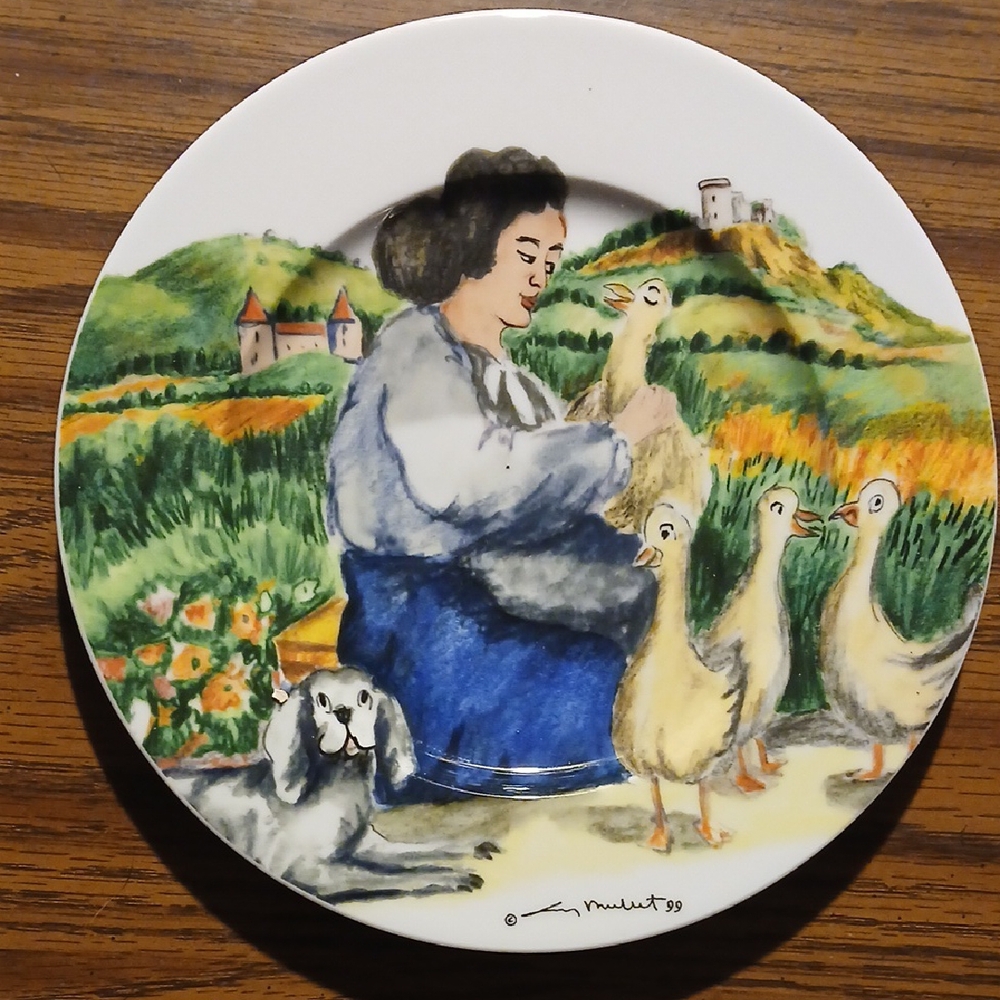 Decorative Plate with Woman and Ducks